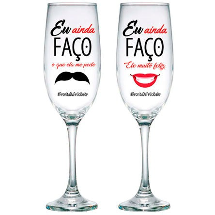 Conjunto de taças de vidro para champagne casal 200 ml 02 peças