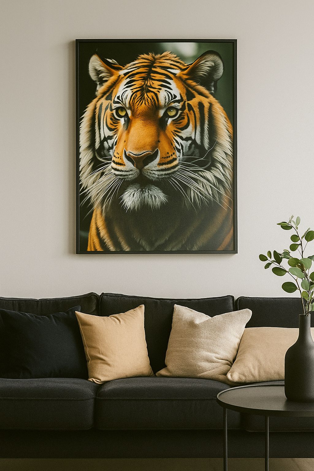 Quadro decorativo Moldura de madeira acabamento em Vidro - TIGRE