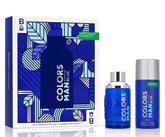 kit Benetton Colors Man Blue de 2 peças Perfume 100ml Eau de Toilette + Body Spray 150ml
