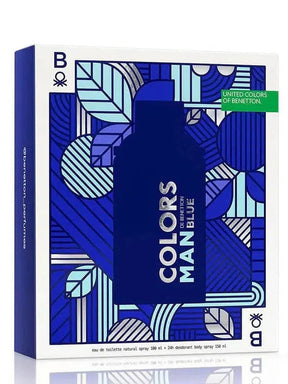 kit Benetton Colors Man Blue de 2 peças Perfume 100ml Eau de Toilette + Body Spray 150ml