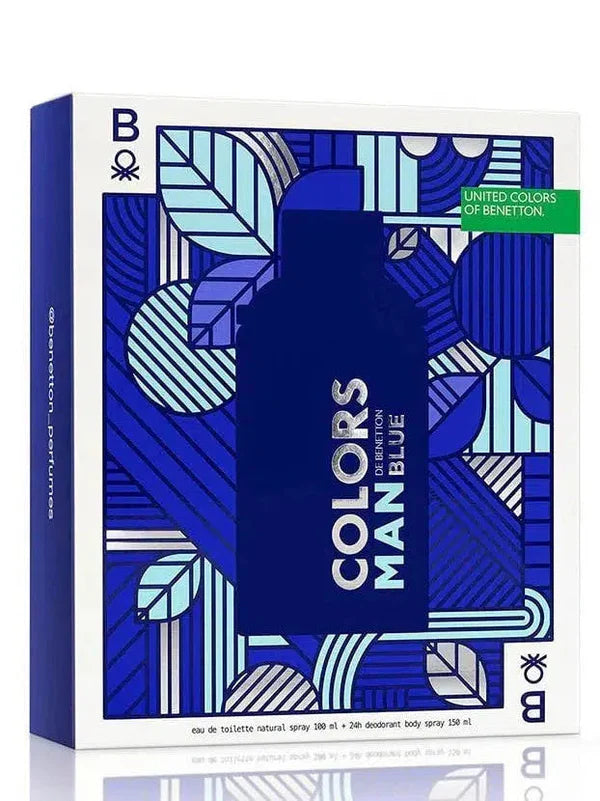 kit Benetton Colors Man Blue de 2 peças Perfume 100ml Eau de Toilette + Body Spray 150ml