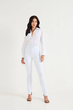 Calça Jeans Skinny Cintura Média Tradicional Branca - Denimzero- DZ3848