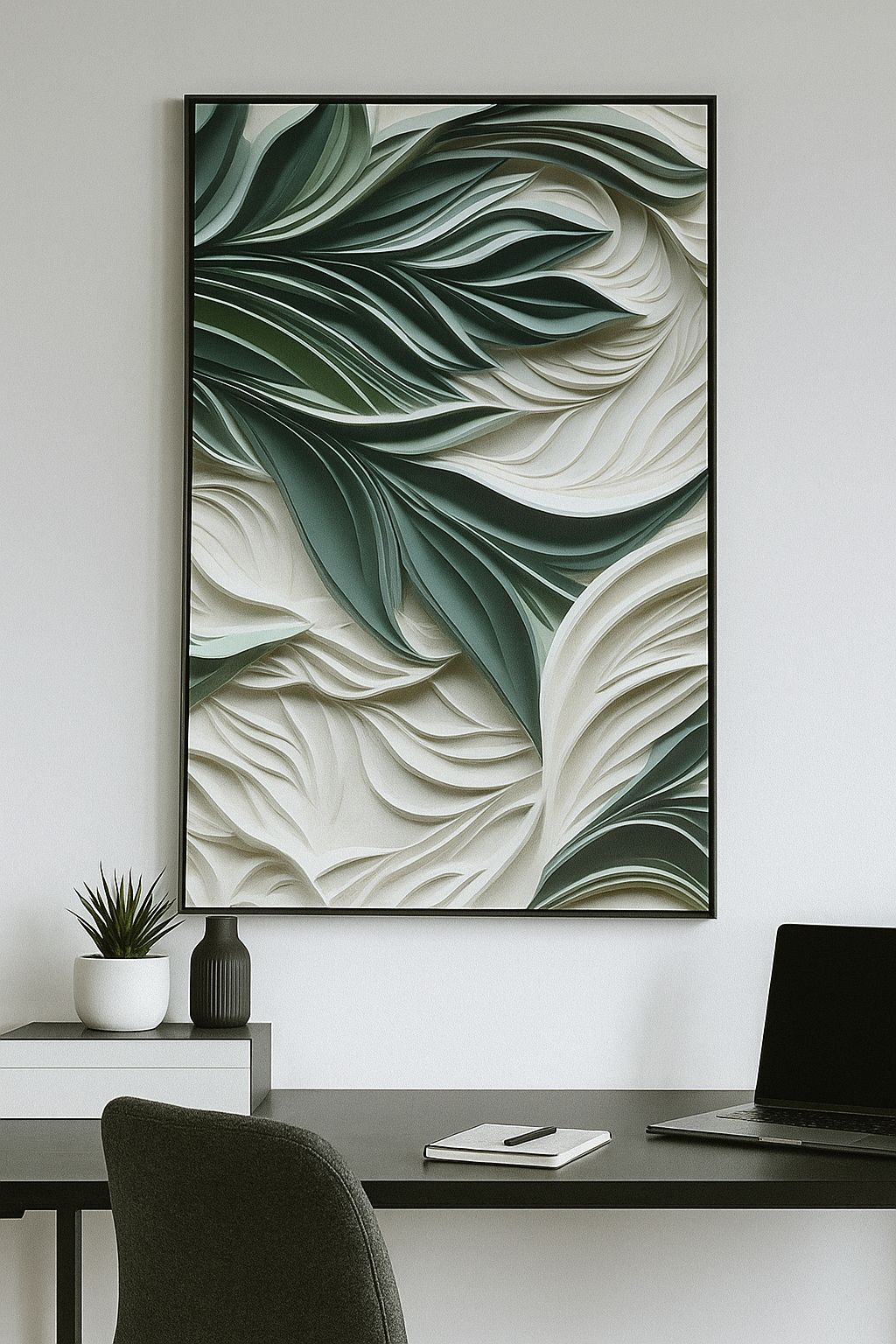 Quadro decorativo tela folhagem verde