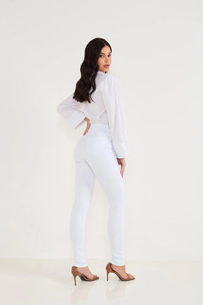 Calça Jeans Skinny Cintura Média Tradicional Branca - Denimzero- DZ3848