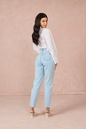 Calça Jeans Feminina Denin Zero Slouchy Cigarrete com Cintura Alta DZ21187