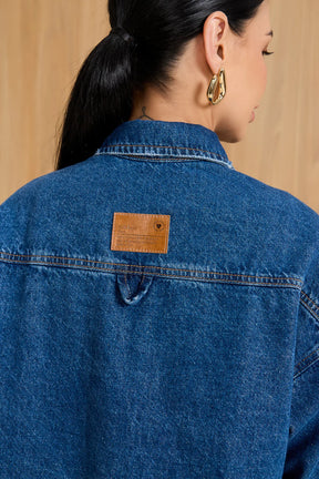 Jaqueta Jeans Feminina Shacket Alongada- DZ9234