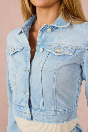 Jaqueta Denin Zero Regular Cropped Manga Longa DZ9245