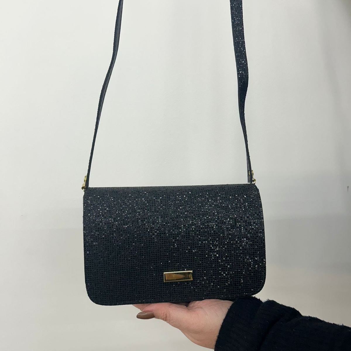 BOLSA transversal/ de mão  preta basic com brilho