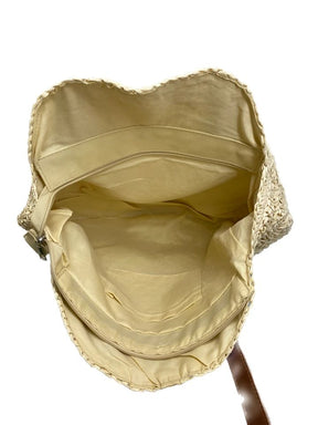 Bolsa Palha Minimalista com Alças de Couro