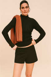Blusa Tricô Amselmi com Gola Chaminé Preta - Ref: 10568