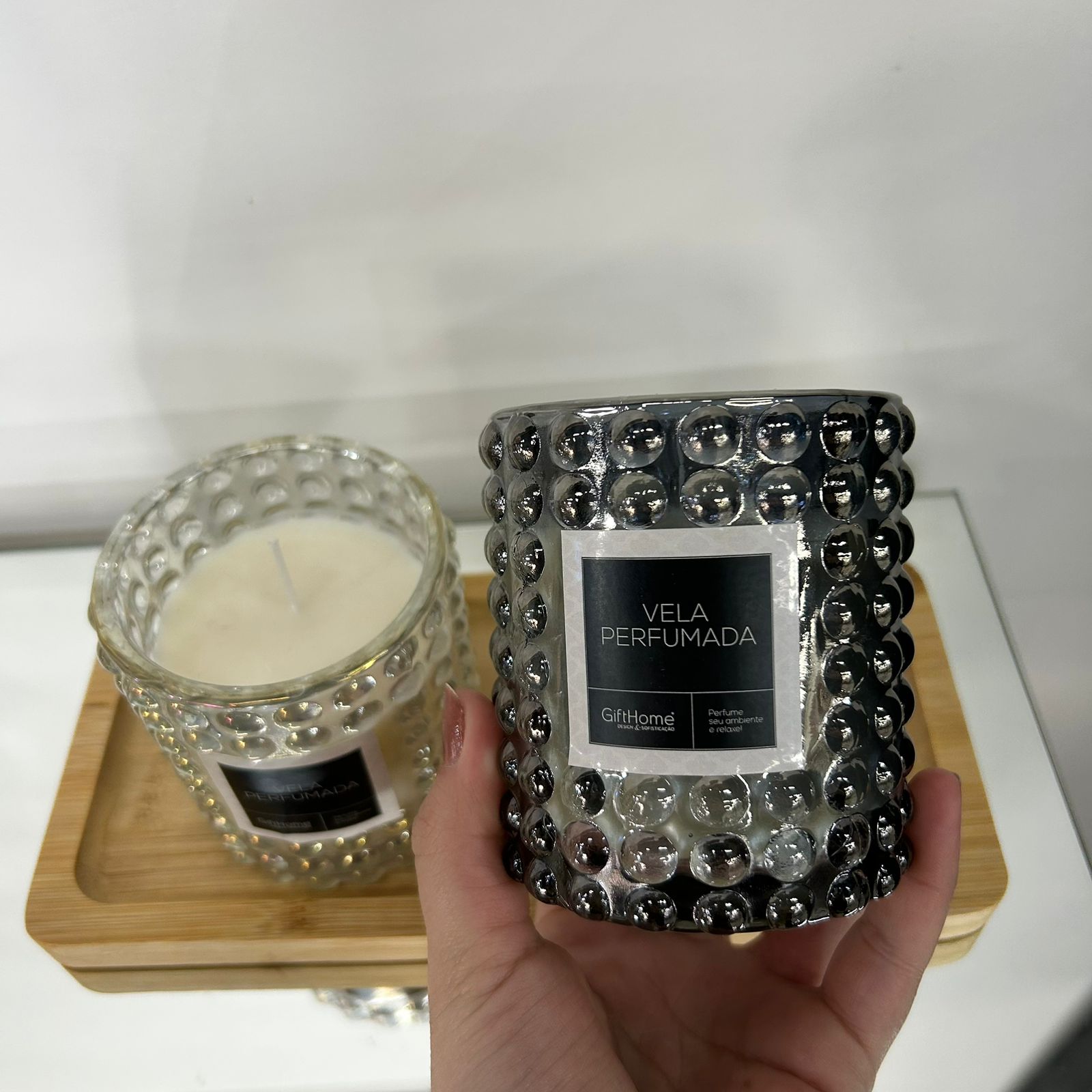 Vela Perfumada Decorativa Com Vidro Trabalhado