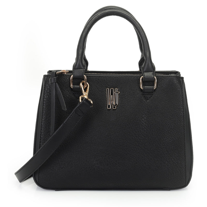 Bolsa Satchel Grande Preta Com Metal Resinado Monocolor -WJ Acessórios- 46175