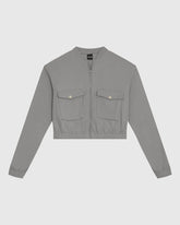 Jaqueta Bomber Feminina Bolso Com Lapela Em Moletom Flanelado - ENFIM - 127037