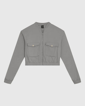 Jaqueta Bomber Feminina Bolso Com Lapela Em Moletom Flanelado - ENFIM - 127037
