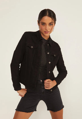Jaqueta Jeans Feminina Preta com Elastano- DENIMZERO- DZ9142