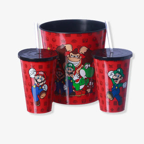 kit Almofada Balde Pipoca E Copos Super Mario Bros Zona Criativa