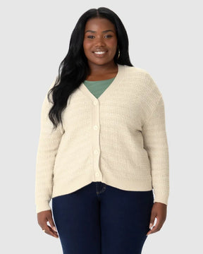 Cardigan Amplo Feminino Plus Size Em Tricô Lurex - MALWEE- 1214718