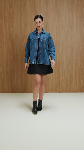 Jaqueta Jeans Feminina Shacket Alongada- DZ9234