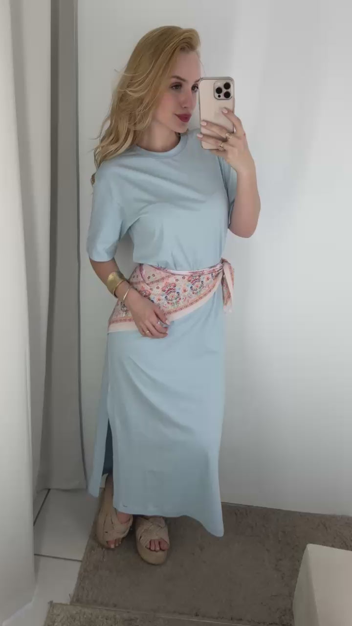 T-Shirt Dress Midi Surf 16657.34 acompanha lenço para usar como detalhe