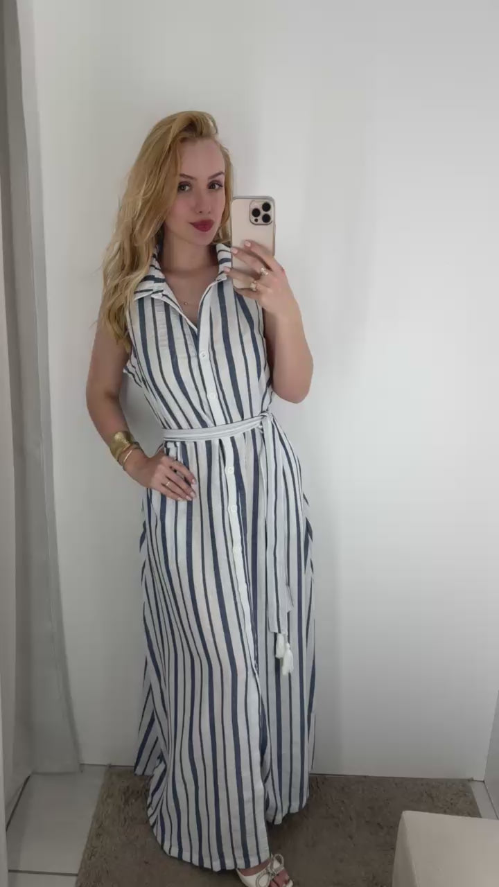 Vestido longo listrado Surf 16755