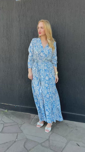 Vestido Surf estampada Boho em azul 16771.34