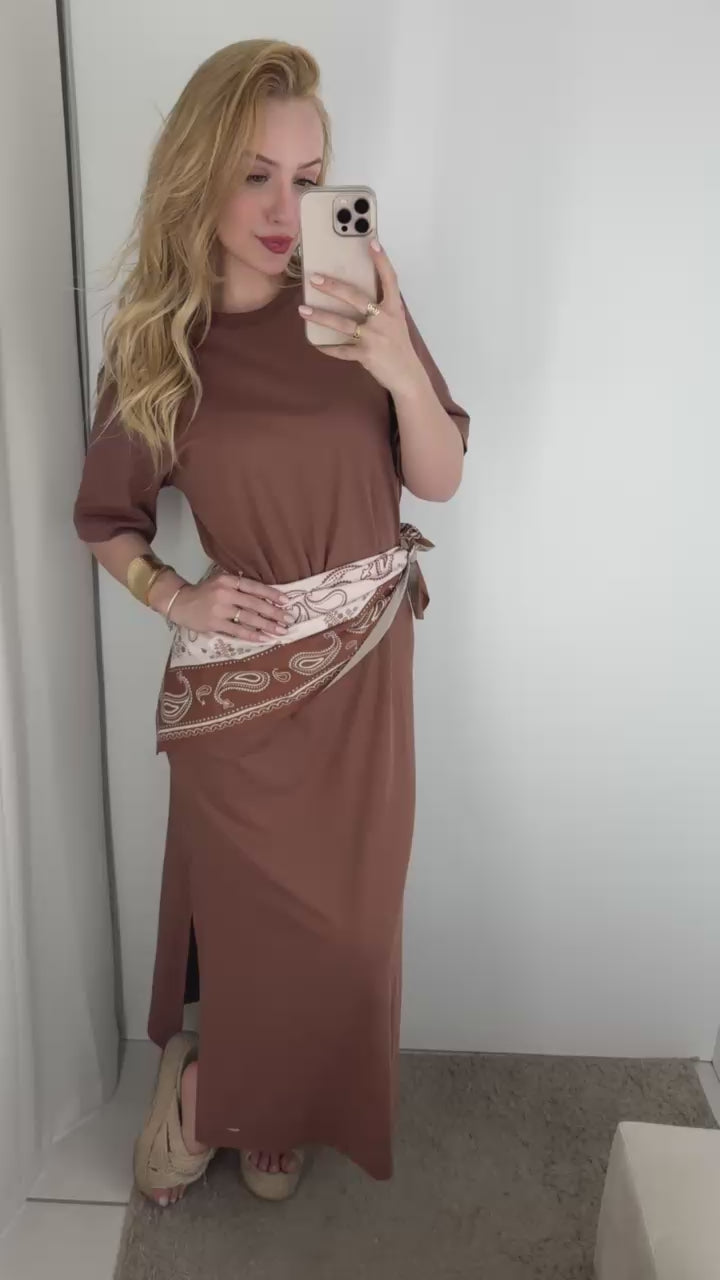 T-Shirt Dress Midi Surf 16657.34 acompanha lenço para usar como detalhe