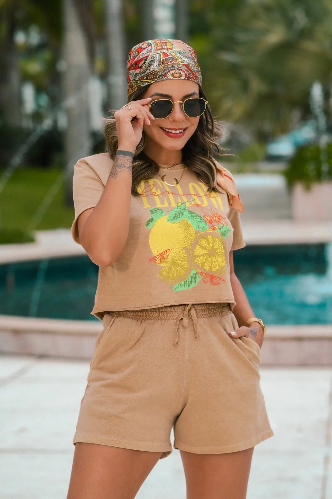 Shorts Feminino Estonado Camel - 389